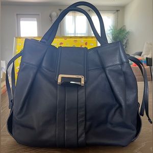 Bally Switzerland Dark Lapis Calf Plain Cochi Handbang